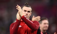 Gareth Bale applauds Wales’s supporters after the 3-0 defeat to England in their final World Cup group game on Tuesday.