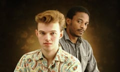 Orange Juice Posed In London<br>LONDON: Orange Juice posed in London in 1985. L-R Edwyn Collins, Zeke Manyika (Photo by Mike Prior/Redferns)