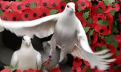 White doves are released on Remembrance Sunday