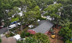 Authorities search Rex Heuermann’s home in Massapequa Park, New York, on 24 July. 