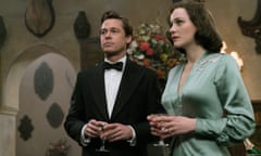 Brad Pitt with co-star Marion Cotillard in Allied.