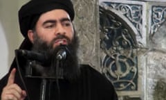 A photo believed to be of Abu Bakr al-Baghdadi delivering a sermon in 2014