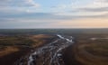 Low water level in the Santa Lucía River as it flows past Florida, Uruguay, 4 July 2023.