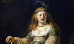 Detail of Saskia van Uylenburgh in Arcadian Costume by Rembrandt van Rijn (1606-1669)