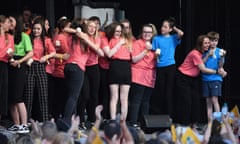 Cath Hill, second from right, with the Manchester Survivor’s Choir in 2018.