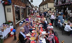 People attend a street party in Alfriston, East Sussex