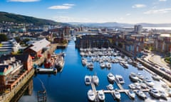 Tawe Basin marina in Swansea from above, on a sunny day. UK