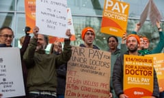 NHS consultants and junior doctors take part in a strike on 4 October.