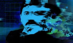 abstract illustration featuring Marcel Proust digitally distorted as if by an AI image creator