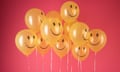 Happy smiley face helium yellow balloons for happiness feature in Observer New Review