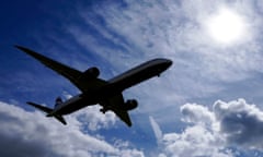 A plane lands on the southern runway at London Heathrow airport in 2021