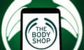 The Body Shop International Ltd logo on a smartphone screen.