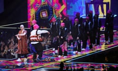 Kalush Orchestra performing at the 2022 MTV Europe Music Awards, in Düsseldorf, Germany