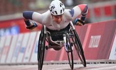 Britain's Hannah Cockroft competes in the women's 800m (T33) athletics final during the Tokyo 2020 Paralympic Games