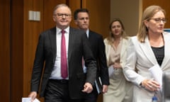 Anthony Albanese with the premiers and chief ministers of the territories at a press conference at Parliament House on Wednesday