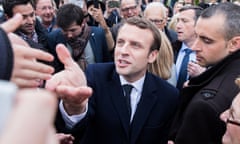 En Marche Leader Emmanuel Macron Casts Vote In First Round Of French Presidential Election<br>Emmanuel Macron, France's independent presidential candidate, greets supporters after voting at a polling station during the first round of the French presidential election in Le Touquet, France, on Sunday, April 23, 2017. French voters are heading to the polls to select two presidential candidates for the runoff round of the 2017 election, whose results have the potential to determine how far the populist wave in Europe will go. Photographer: Christophe Morin/Bloomberg via Getty Images