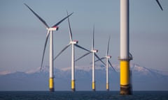 The existing wind turbines of Walney &amp; West of Duddon Sands Offshore Wind Farm. Plots in the Irish Sea reportedly attracted frenzied bidding of up to £200m-a-year leases 