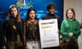 From left to right: Luisa Neubauer, Helena Gualinga, Vanessa Nakate and Greta Thunberg ad Davos.