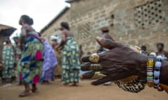 Women dance in a voodoo ceremony in Bopa, south-western Benin