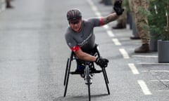 David Weir wins the elite wheelchair race in the 2018 Simply Health Great North Run.