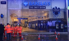 Greenpeace staged an anti-tar sands pipeplines protest at Barclays’ Bank in Piccadilly Circus today.