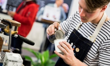 A barista prepares coffee during the London Coffee Festival 2019 at Old Truman Brewery on March 28, 2019 in London, England. (Photo by Tristan Fewings/Getty Images)