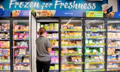 Supermarket freezers full of frozen food