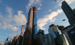 Residential buildings Central Park Tower and 220 Central Park South rise above Columbus Circle.