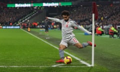 Footage showed Liverpool forward Mohamed Salah apparently being abused before taking a corner.
