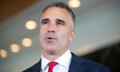 The premier of South Australia Peter Malinauskas in the Mural Hall of Parliament House in Canberra this morning. Monday 5th February 2024. Photograph by Mike Bowers. Guardian Australia.