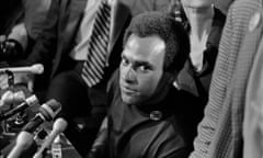 CAPTION: Huey Newton at a press conference at the offices of his lawyer, Charles Garry, on August 5, 1970, the day he was released from jail after his manslaughter conviction was overturned by the California Court of Appeals.
CREDIT: © 2022 Jeffrey Henson Scales/Artists Rights Society (ARS), NY 
Courtesy Claire Oliver Gallery