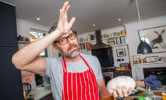 Tim Dowling making sourdough in his kitchen