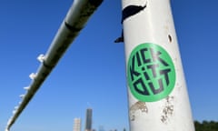 A Kick It Out sticker on a set of goalposts