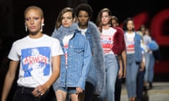 Models present creations by Topshop during a catwalk show for the spring/summer 2018 collection