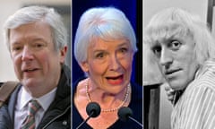 Tony Hall (L) announced the BBC’s response to the review by Dame Janet Smith (C) into abuse by Jimmy Savile (R) at the corporation.