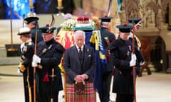 King Charles III and his siblings hold vigil over the Queen’s coffin at St Giles' Cathedral, Edinburgh, on Monday.