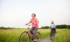 Older people on bikes