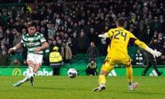Celtic's Oh Hyeon-Gyu scores his side's sixth goal against Aberdeen.