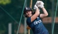 The England captain, Heather Knight, batting in the nets