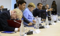 G7 leaders in a meeting at the summit in Biarritz, France, 26 August 2019.