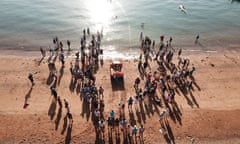 The Mud Crab, a repurposed landcruiser, is alleged to have broken two world records crossing a 7km body of water in Darwin over the weekend.