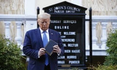 Donald Trump holds a Bible outside St John’s Church in Washington DC.