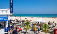 Bar and cafe on Porthminster beach in St.Ives, Cornwall, UK<br>G1N7BT Bar and cafe on Porthminster beach in St.Ives, Cornwall, UK