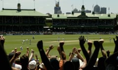 The Barmy Army celebrate as England take the final Australian wicket