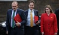 Ed Davey, Nick Clegg and Jo Swinson on their way to a cabinet meeting in 2015.