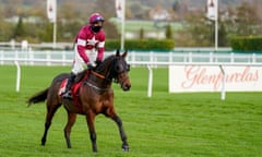 Tiger Roll hacks back to the Cheltenham grandstands after being pulled up during Friday’s cross-country race.