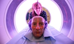Conservator and restorer Valerie Kaufmann with a waxwork head of Admiral Lord Horatio Nelson in a CT scanner before it is examined in the radiology department at St Thomas’ hospital.