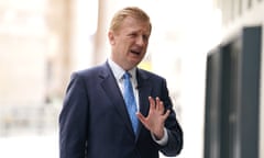 Oliver Dowden speaks to the media outside BBC Broadcasting House in London.