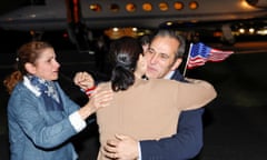 Freed American detainees released in a prisoner swap deal between U.S and Iran arrive in the U.S. at Fort Belvoir, Virginia<br>Family members embrace freed American Emad Shargi after he and four fellow detainees were released in a prisoner swap deal between U.S and Iran, and arrived at Davison Army Airfield at Fort Belvoir, Virginia, U.S., September 19, 2023. REUTERS/Jonathan Ernst/Pool