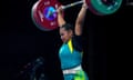 Australia's Eileen Cikamatana on her way to Commonwealth Games gold in the women’s 87kg weightlifting competition.